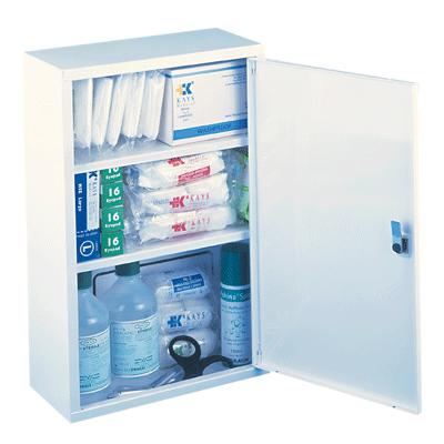 Metal First Aid Cabinet - Single with Contents
